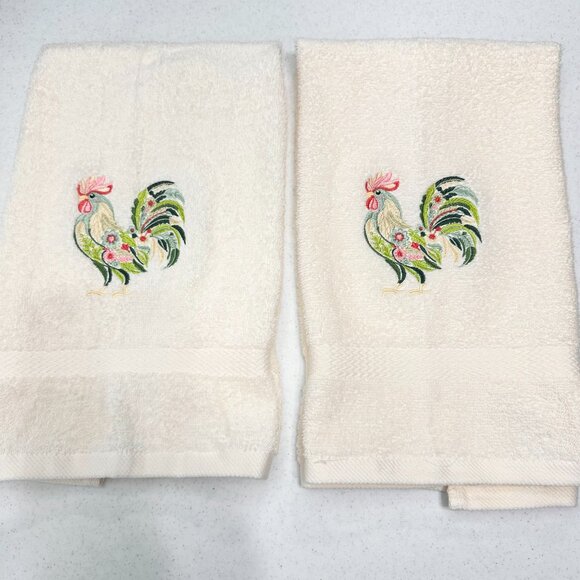 Chicken Towels Embroidered Hand Towel Set Hen Rooster Bathroom Home Farm Decor - Picture 13 of 13